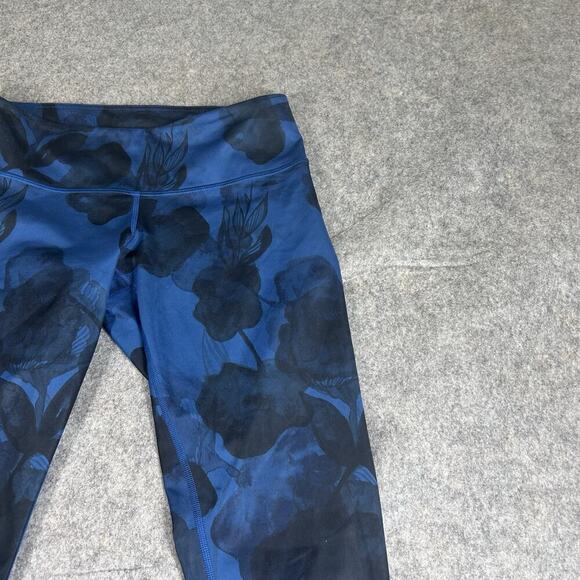 Lululemon Wunder Under Cropped Jumbo Floral Leggings Size 8 Blue Black - Picture 2 of 8